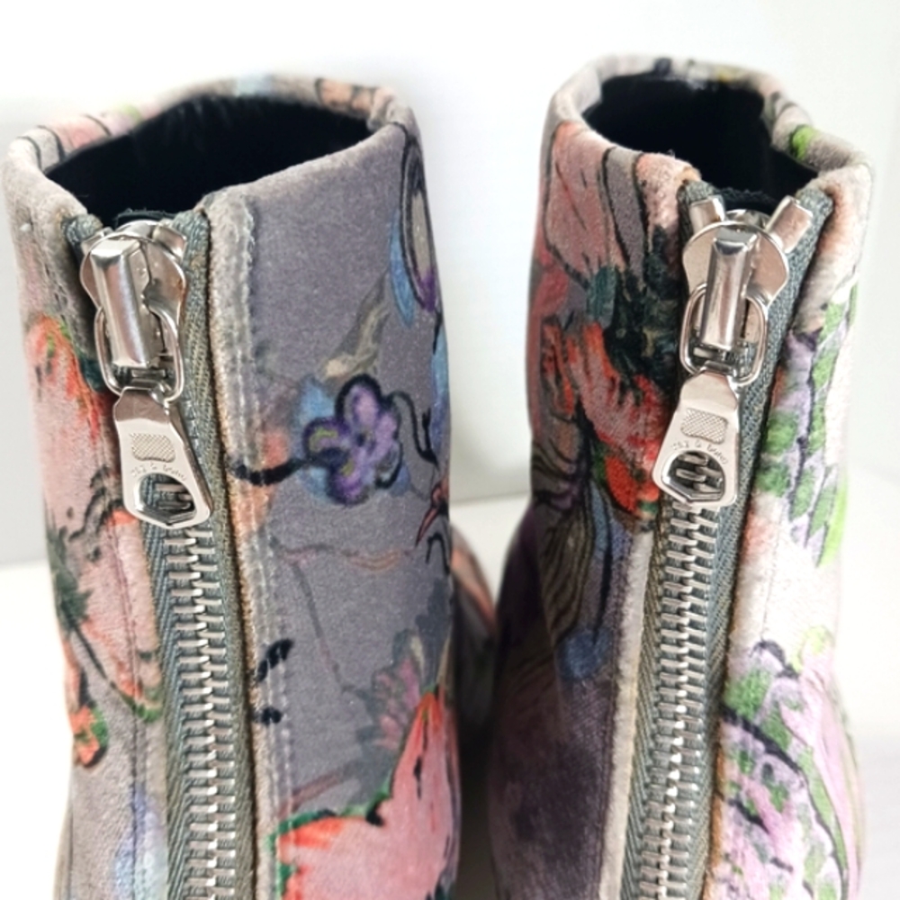 RAG & BONE Drea Floral Velvet Print Back Zip Block Heel Ankle Boots EUC Sz 36 - Picture 6 of 16
